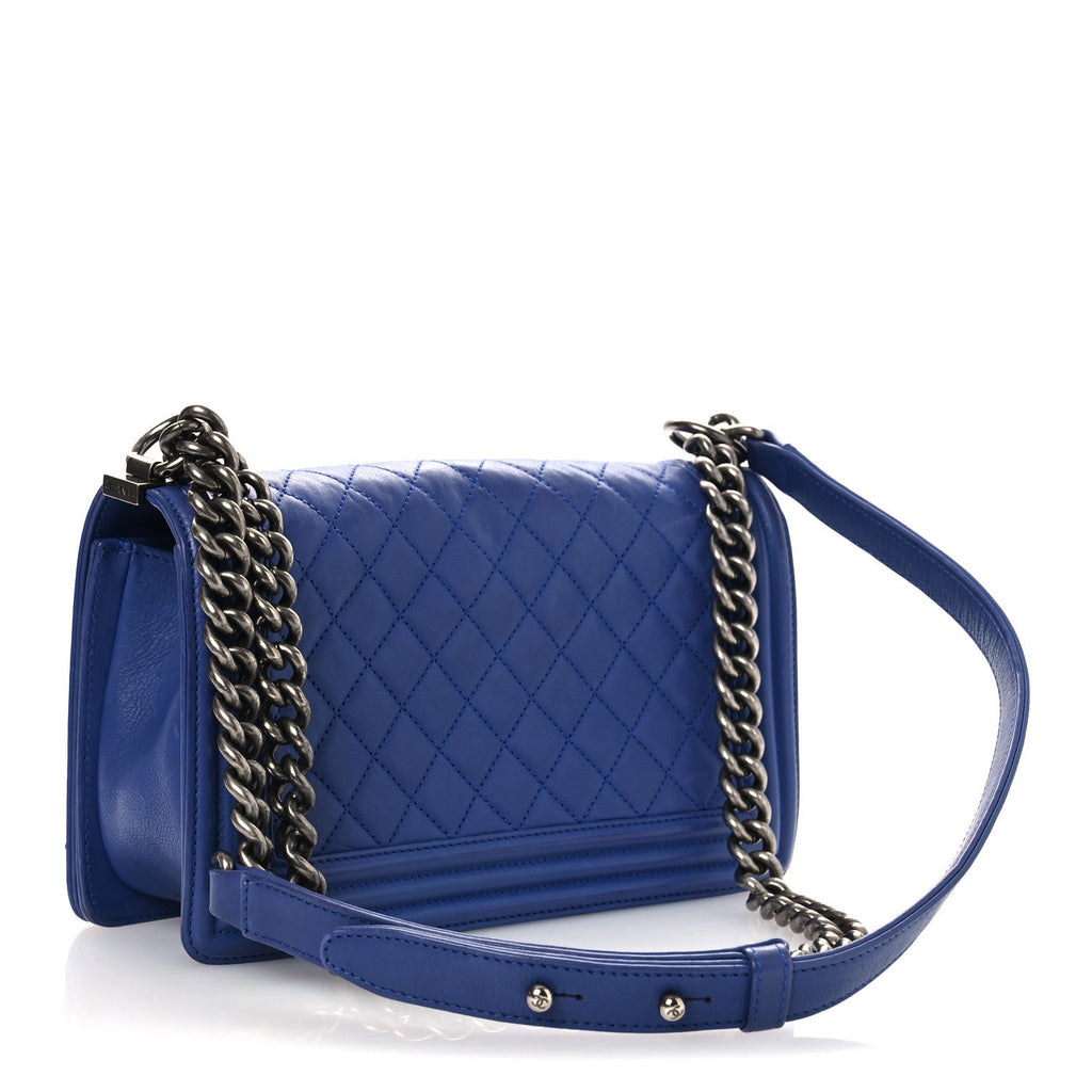 Chanel Calfskin Quilted Medium Boy Flap Blue