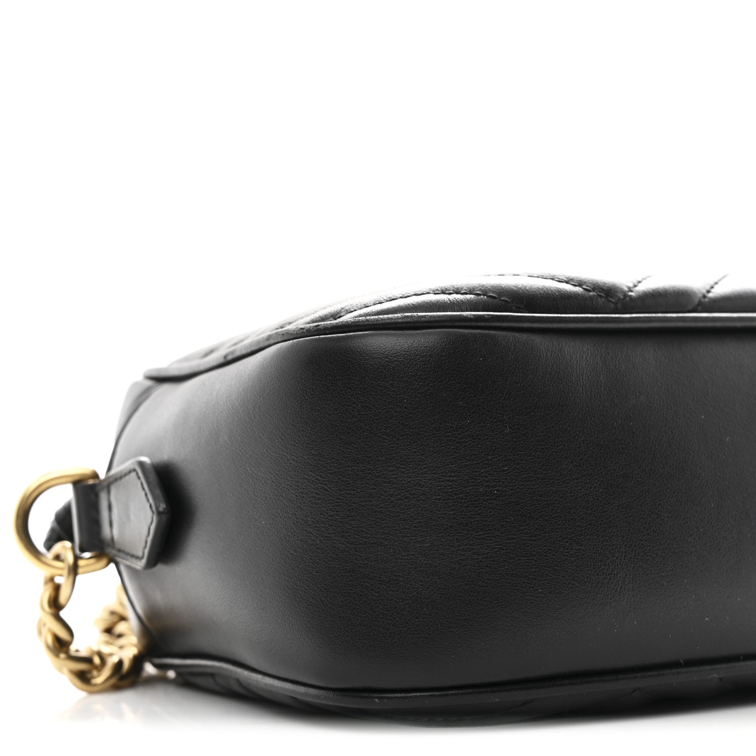 Gucci Calfskin Matelasse Small GG Marmont Chain Shoulder Bag Black