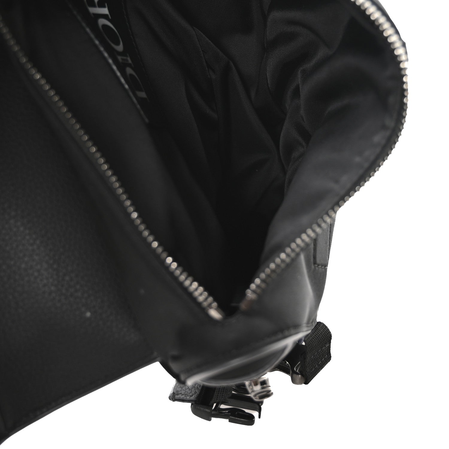Christian Dior Nylon Grained Calfskin Saddle Bag Black Multicolor
