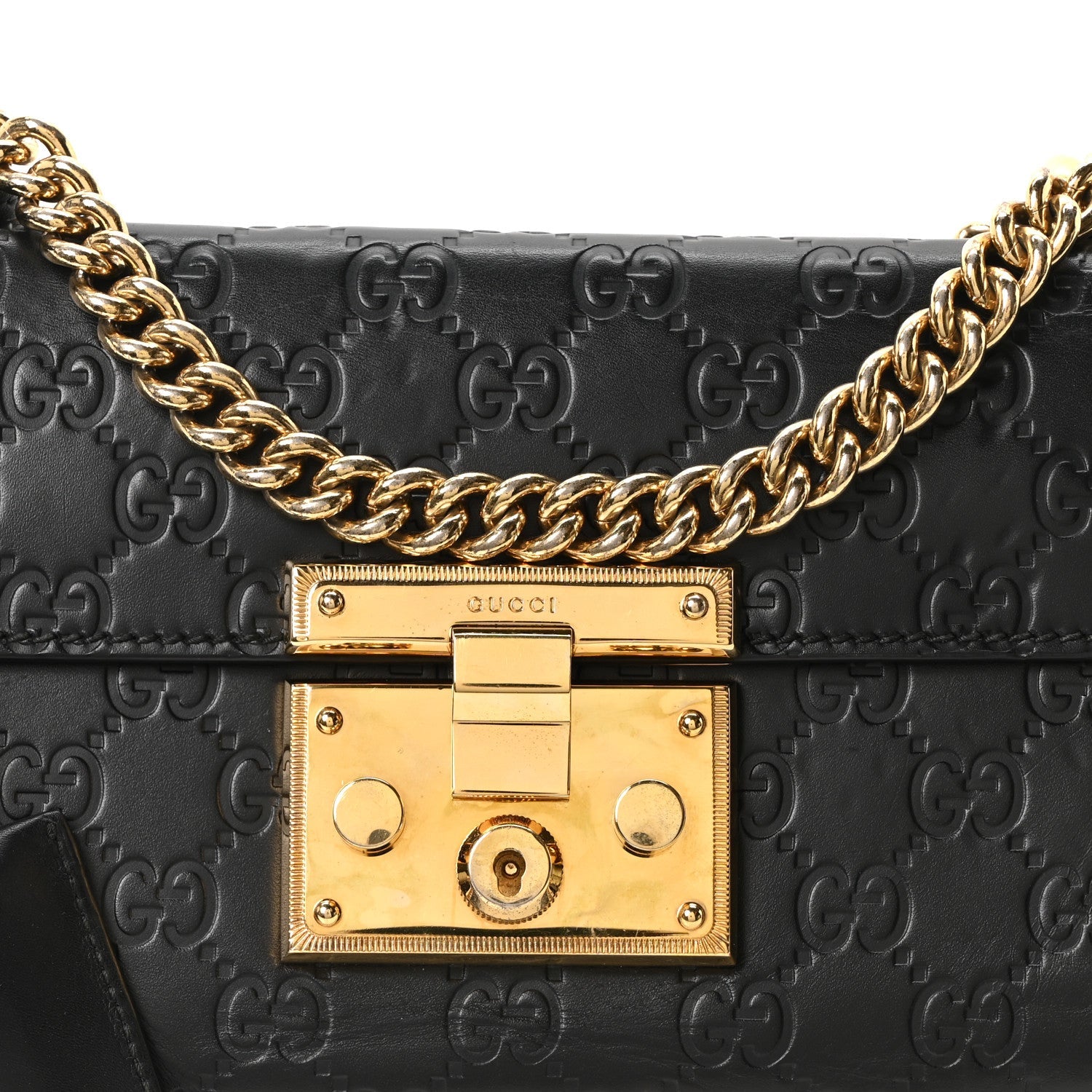 Gucci Guccissima Small Padlock Shoulder Bag Black