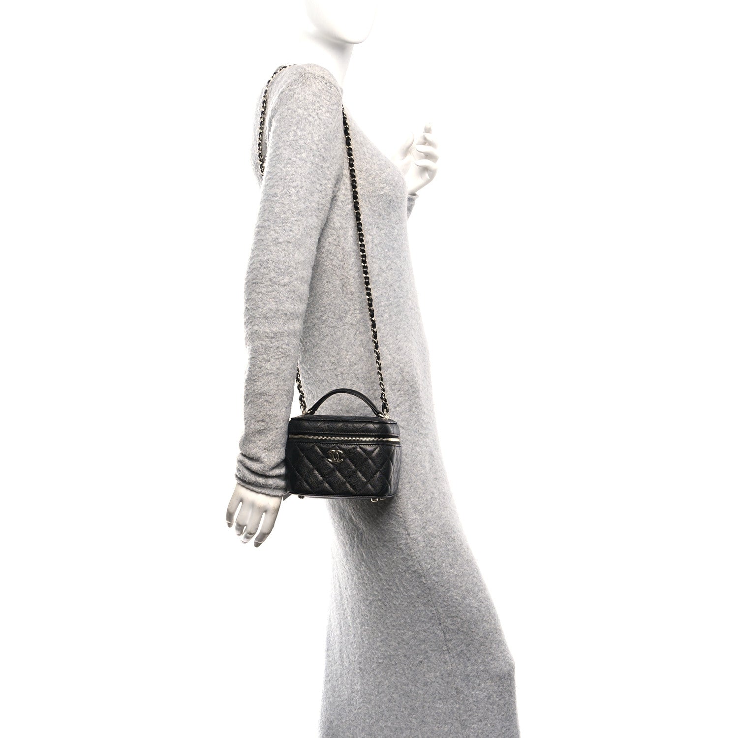 Chanel Caviar Quilted Small CC Vanity Case Black Black