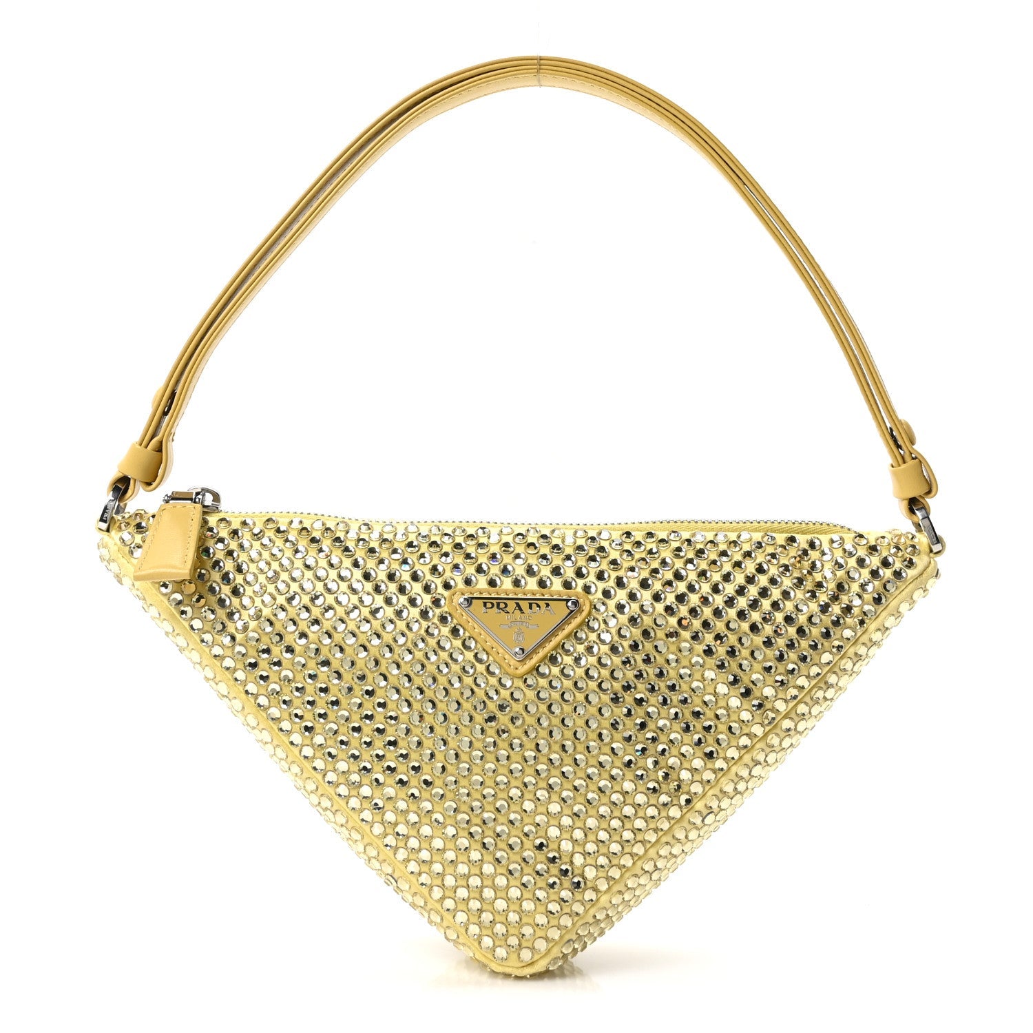 Prada Satin Crystal Triangle Pouch Ananas