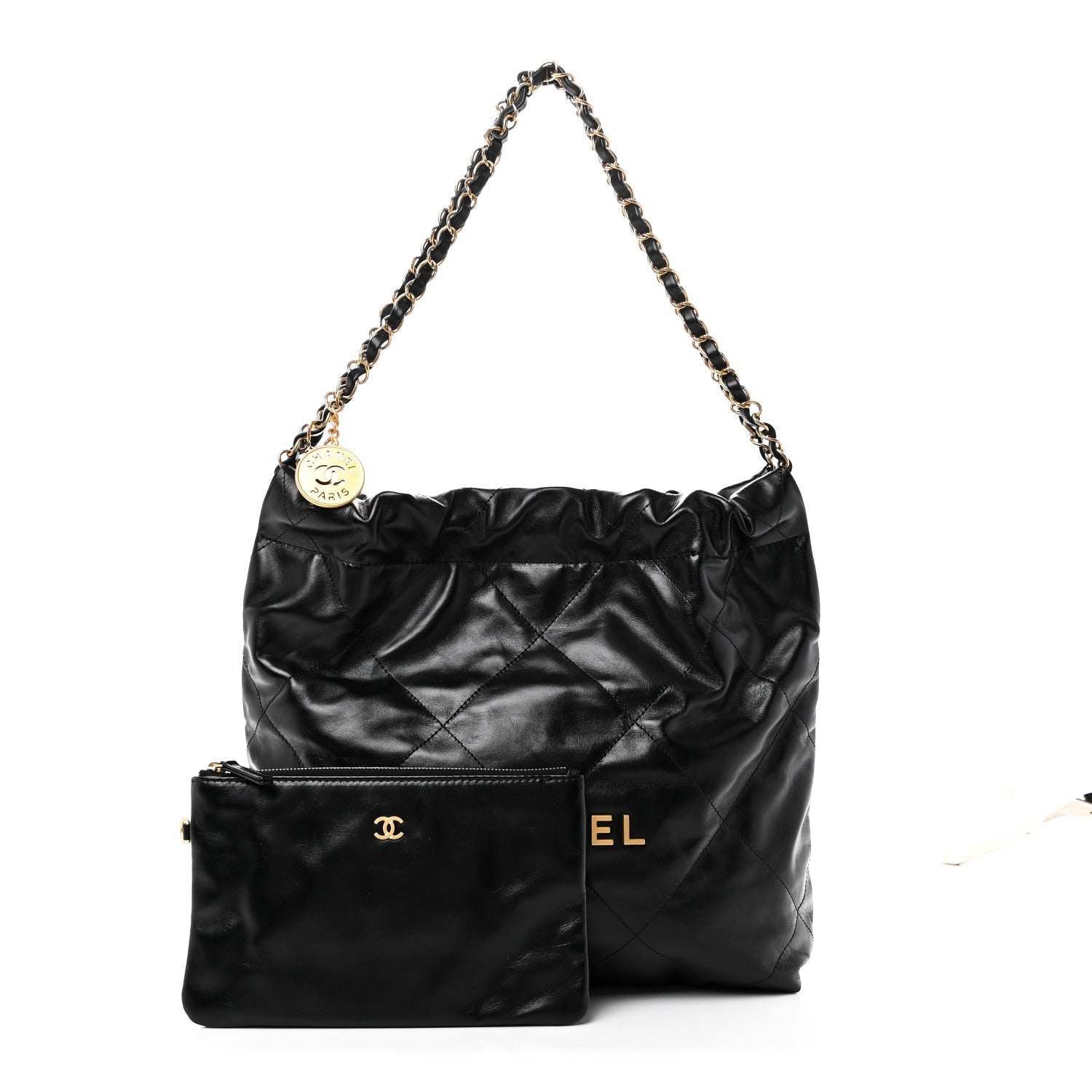 Chanel Shiny Calfskin Quilted Small Chanel 22 Black