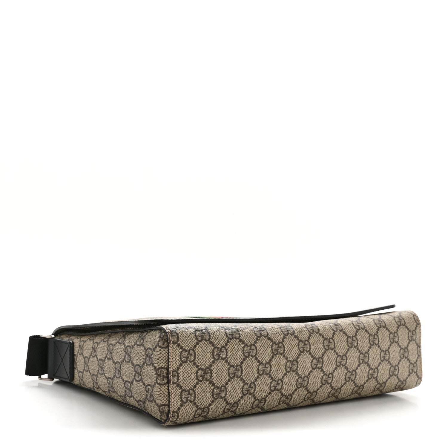 Gucci GG Supreme Monogram Web Flap Messenger Bag Black