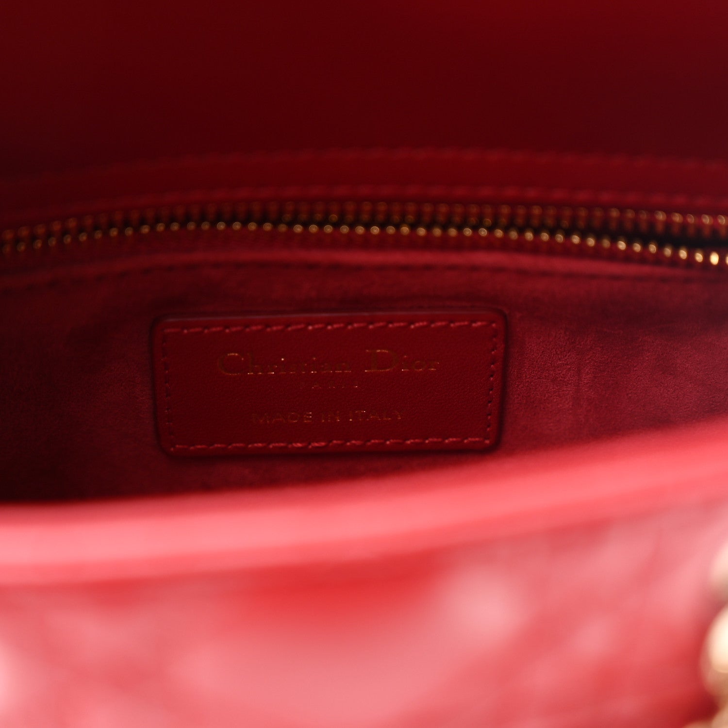 Christian Dior Lambskin Cannage Small Bi-Color Lady Dior Rouge Multicolor