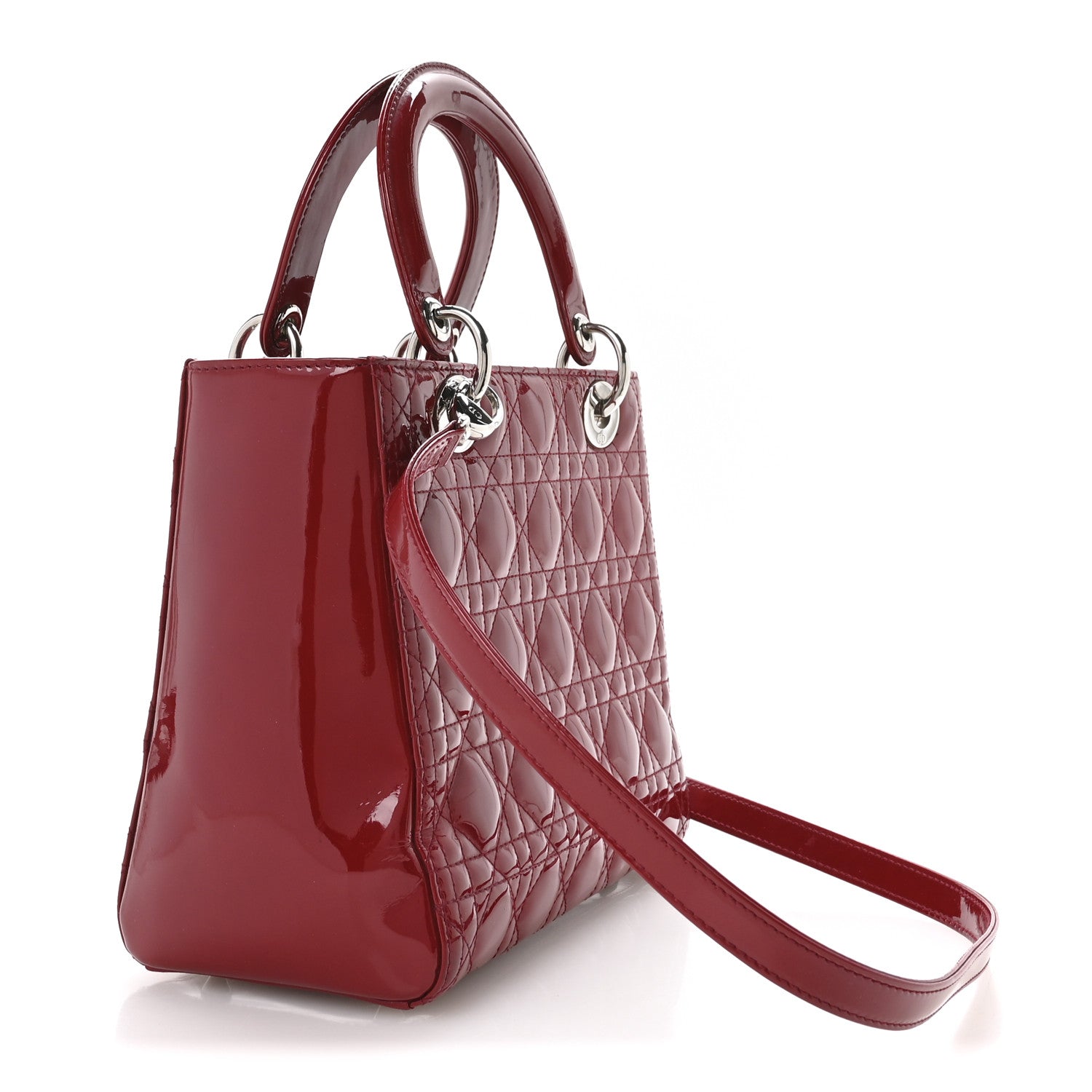 Christian Dior Patent Cannage Medium Lady Dior Red