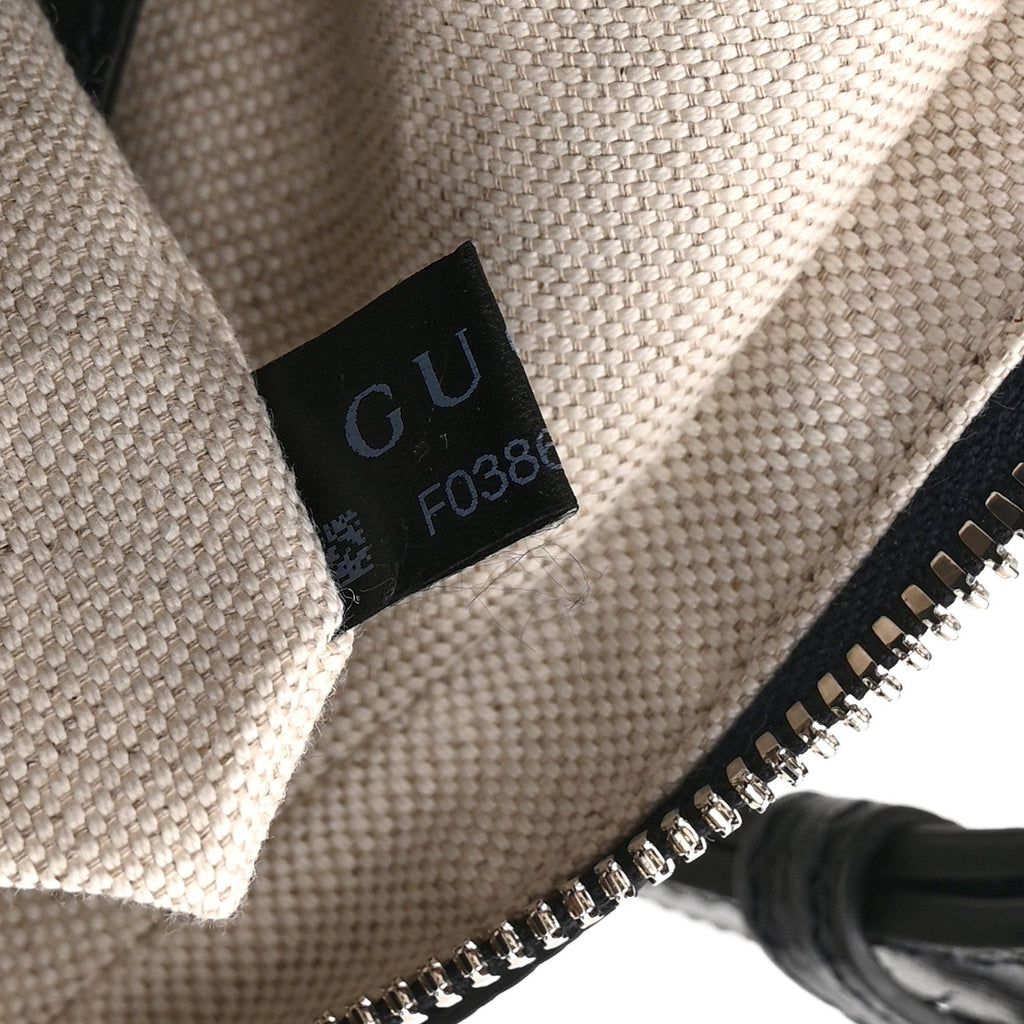 Gucci GG Supreme Monogram Textured Calfskin Web Small Attache Shoulder Bag Beige Blue