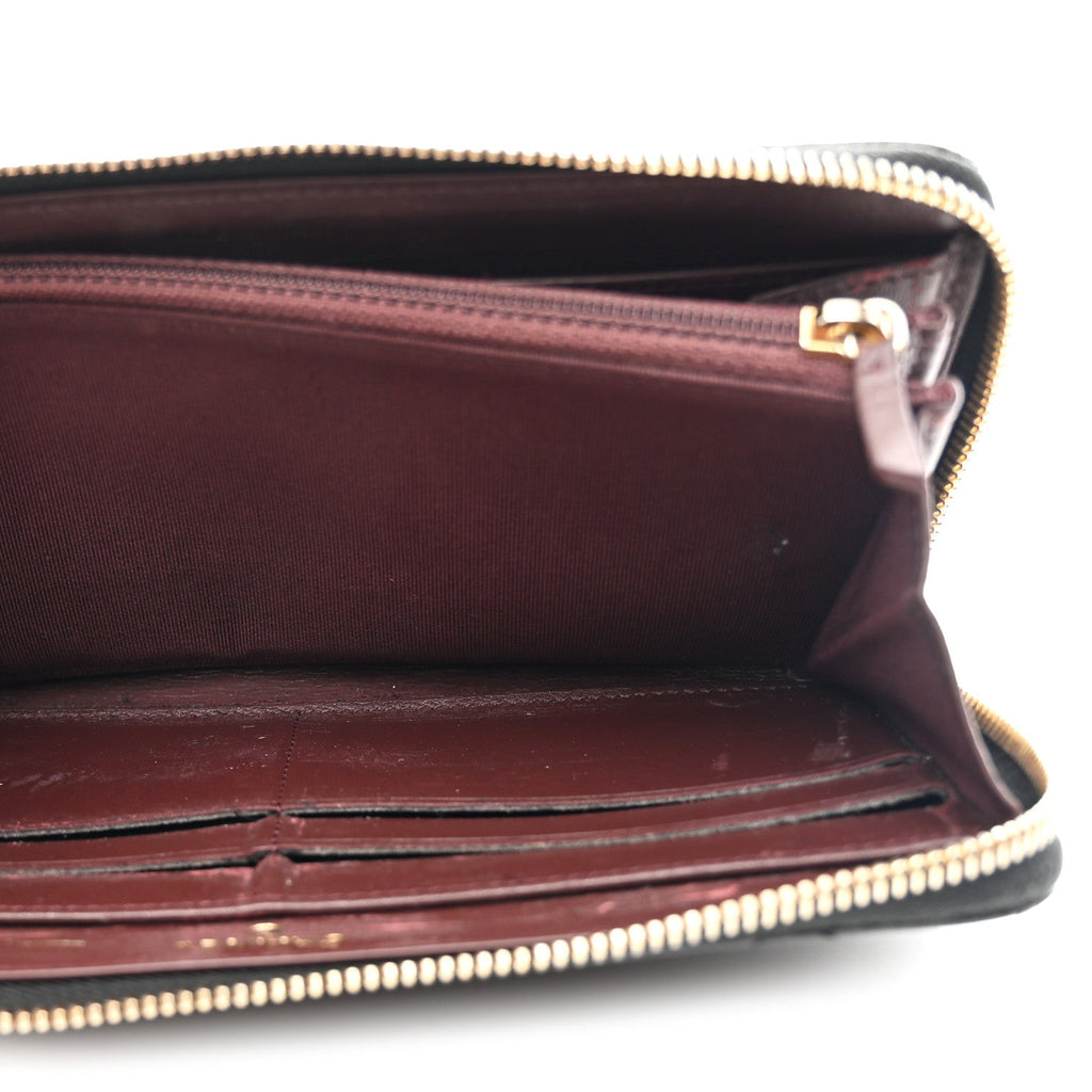 Caviar Quilted Large Gusset Zip Around Wallet Black