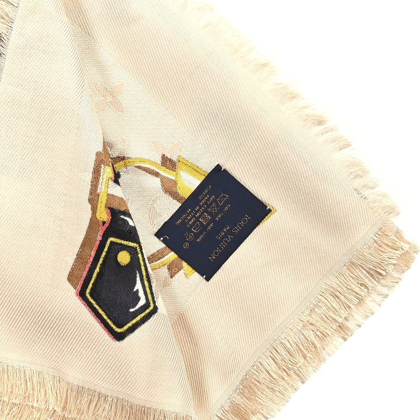 Louis Vuitton Silk Wool Monogram Pop Confidential Shawl Beige