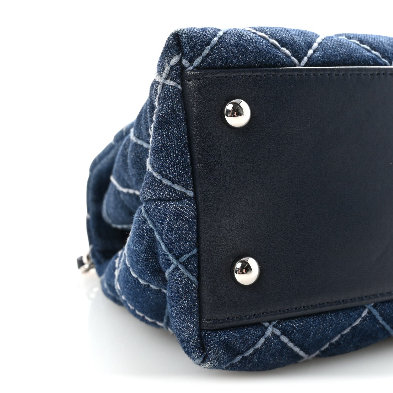 Chanel Denim Quilted Small Coco Handle Flap Blue