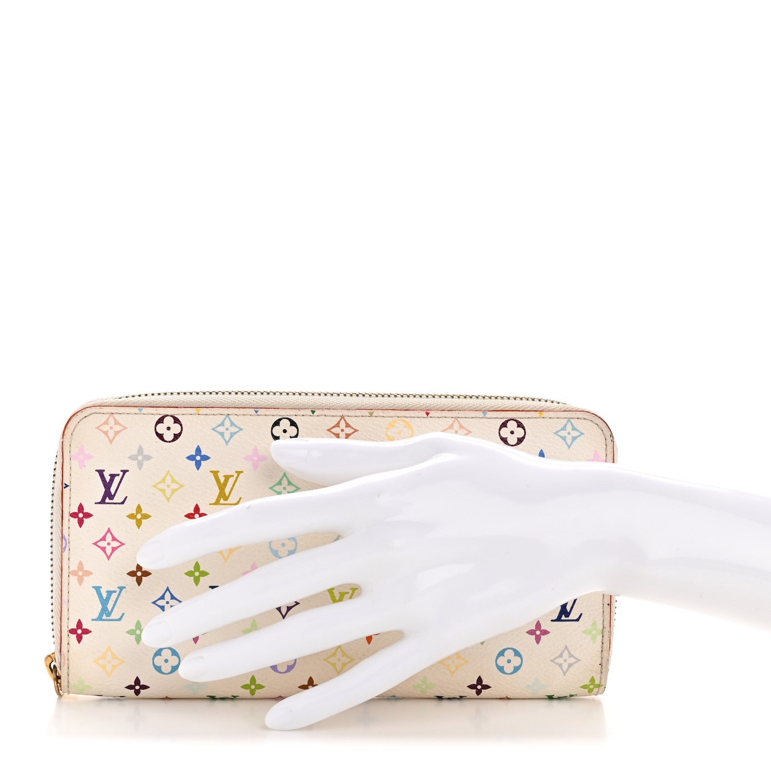Louis Vuitton Monogram Multicolor Zippy Wallet White Litchi