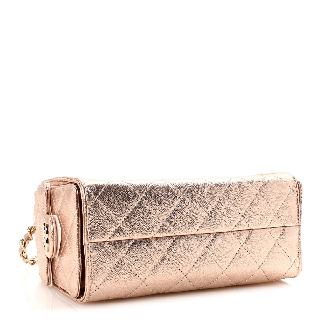 Chanel Metallic Caviar Quilted Mini Chanel 25 Handbag Copper
