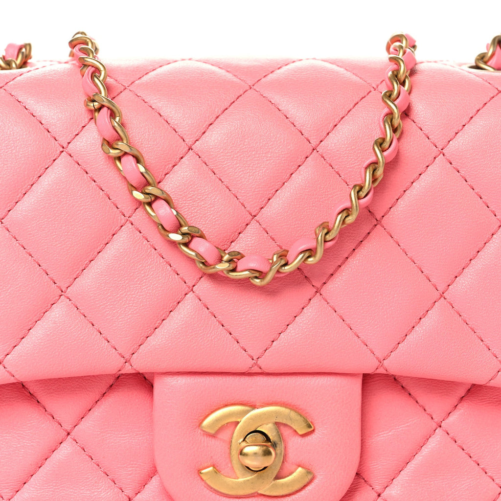 Chanel Lambskin Quilted Mini Pearl Crush Flap Pink
