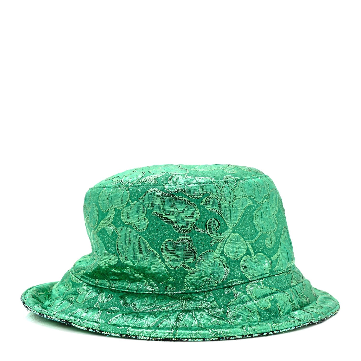 Gucci Canvas Lame GG Monogram Reversible Bucket Hat L Green