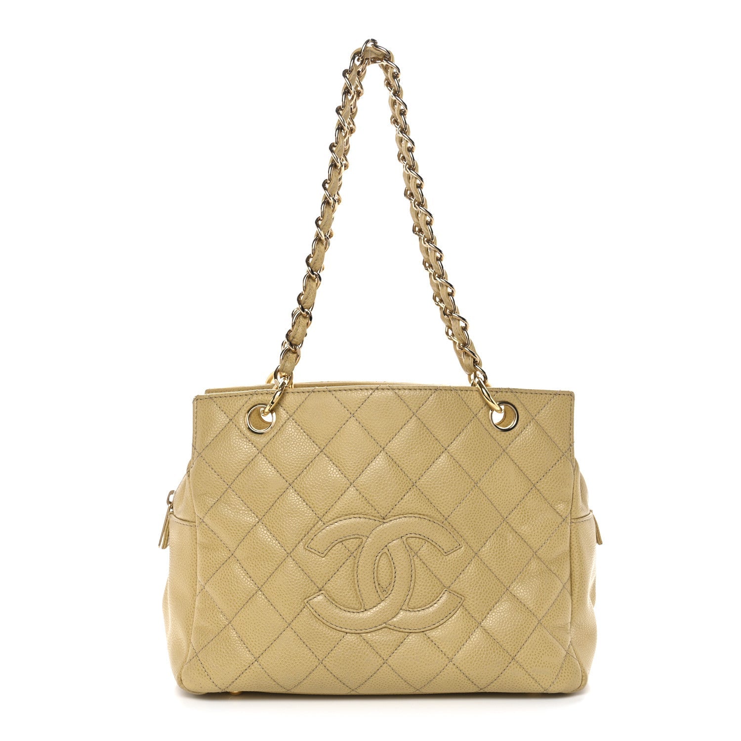 Chanel Caviar Quilted Petit Timeless Tote PTT Beige