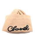 Cashmere Logo Beanie Hat Beige Black