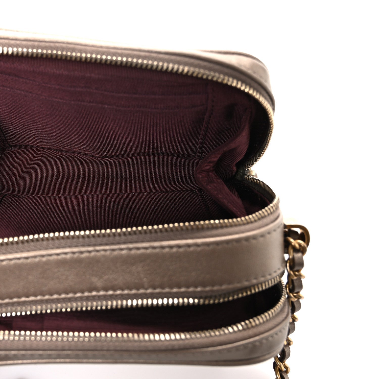 Chanel Metallic Lambskin Mini Coco Boy Camera Case Dark Gold