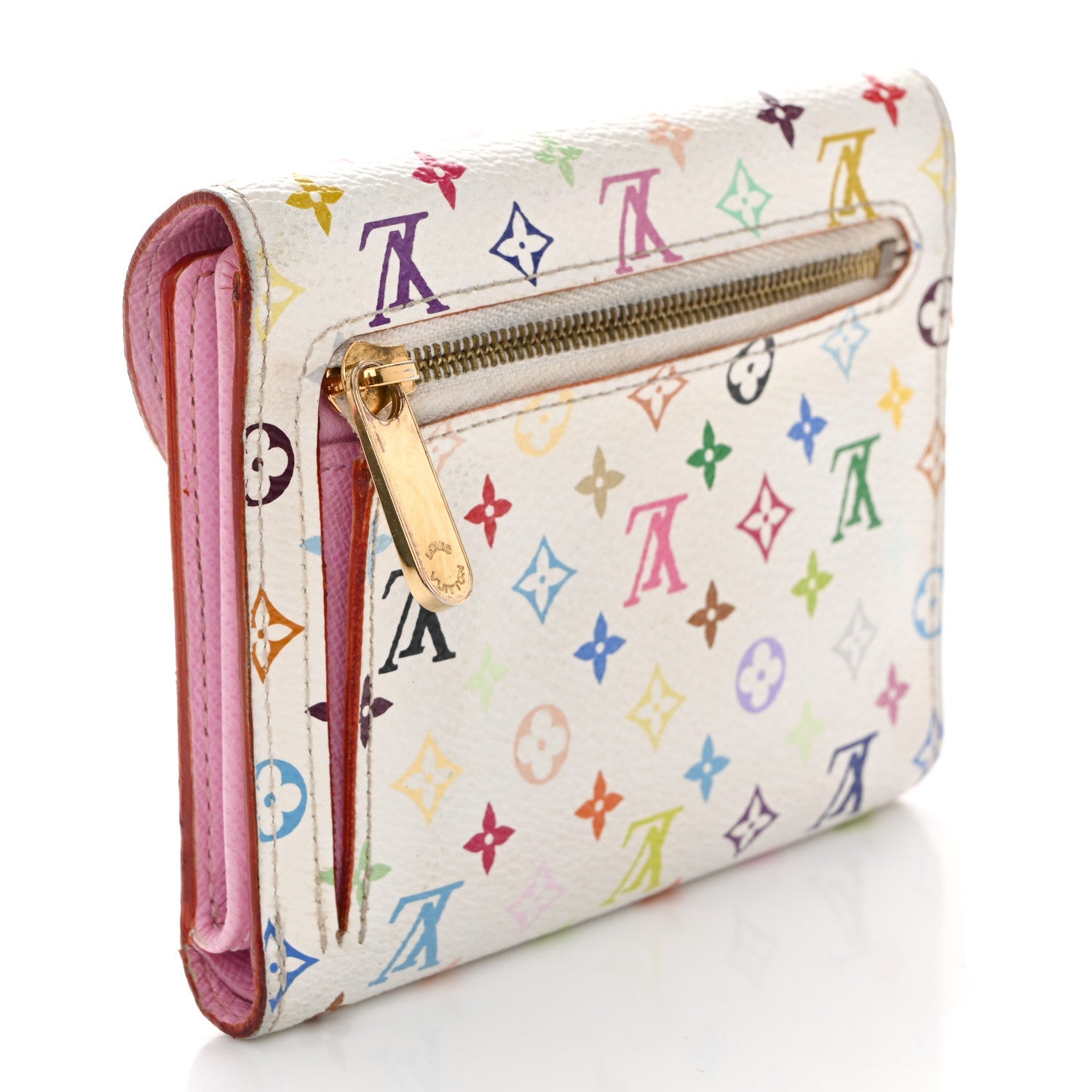 Louis Vuitton Monogram Multicolor Joey Wallet White Litchi