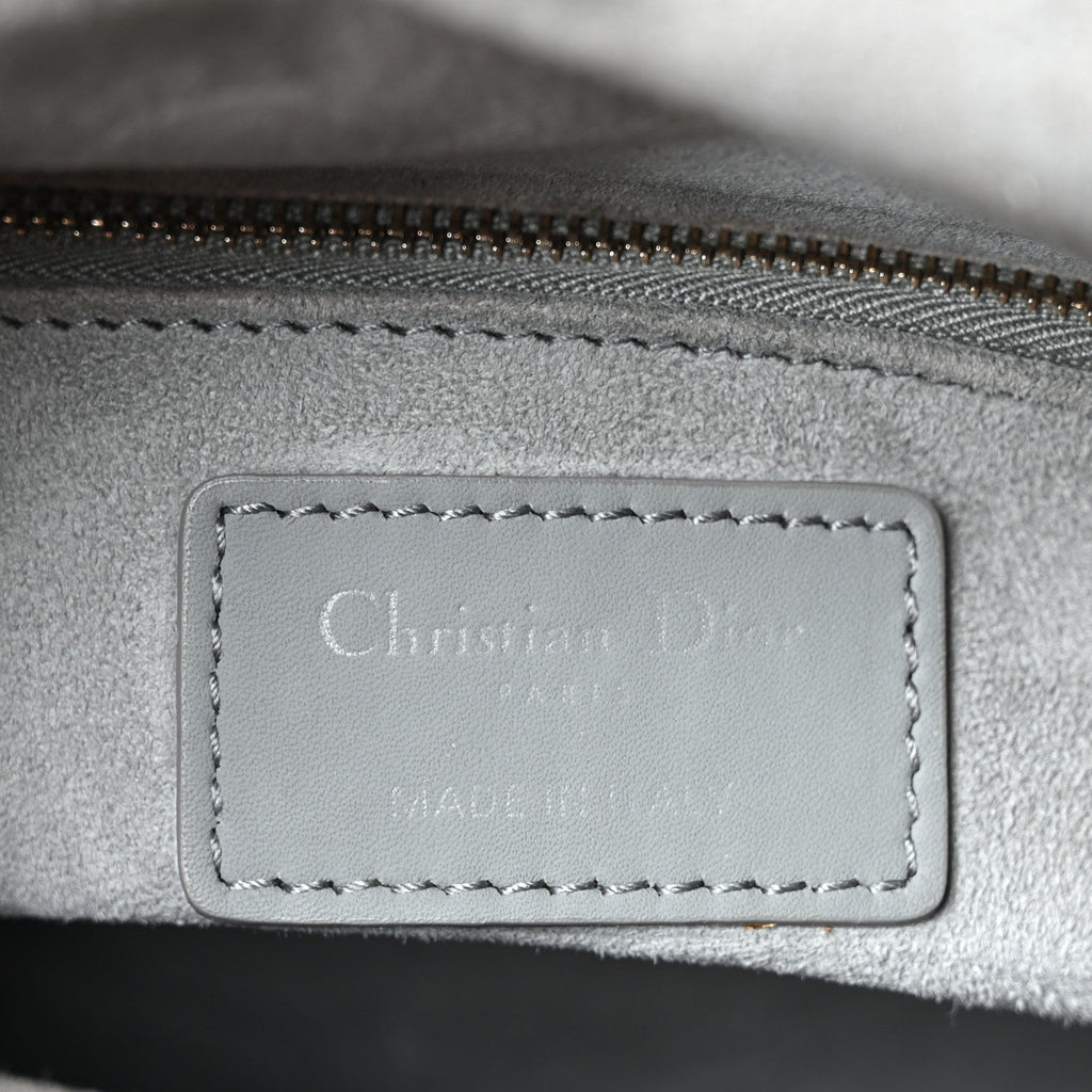 Christian Dior Ultra Matte Calfskin Cannage Medium Lady Dior Grey Stone
