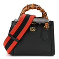 Gucci Textured Dollar Calfskin Web Mini Diana Tote Bag Black