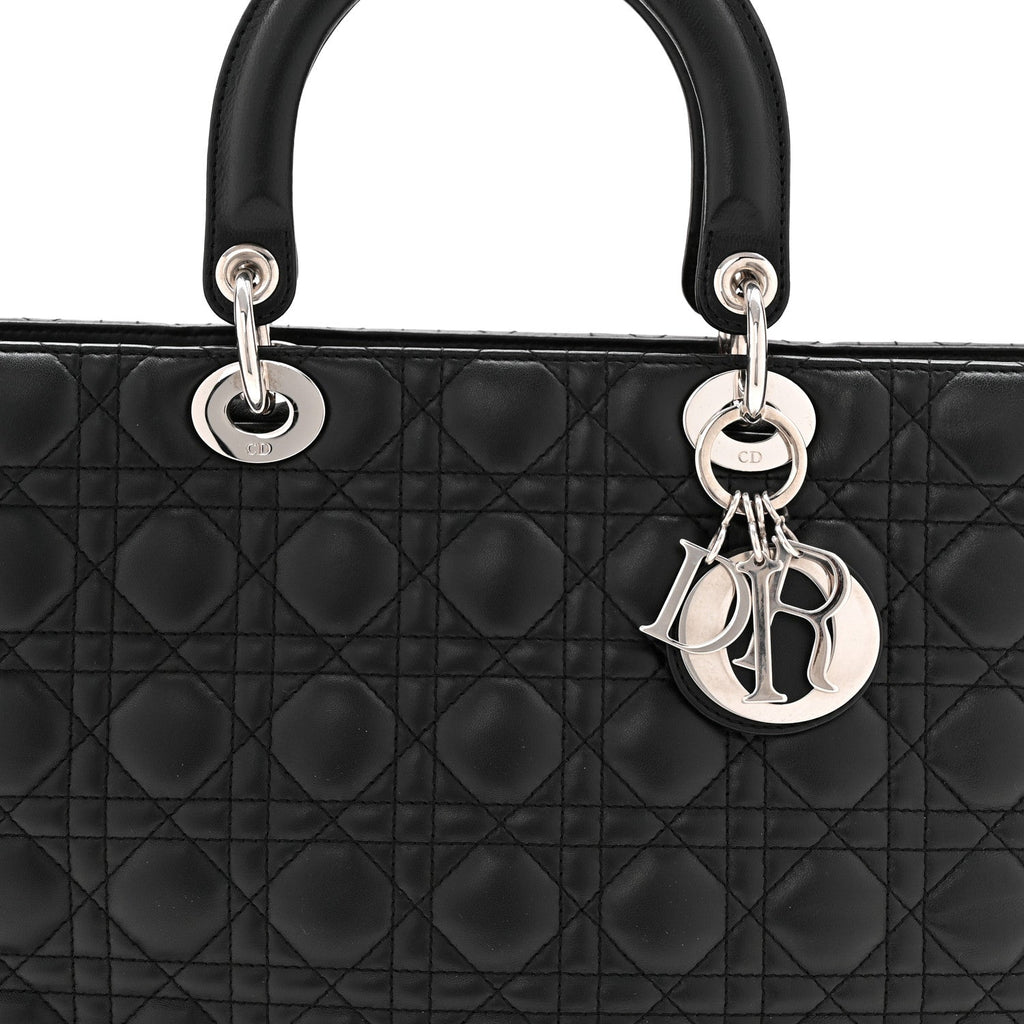 Christian Dior Lambskin Cannage Large Lady Dior Black