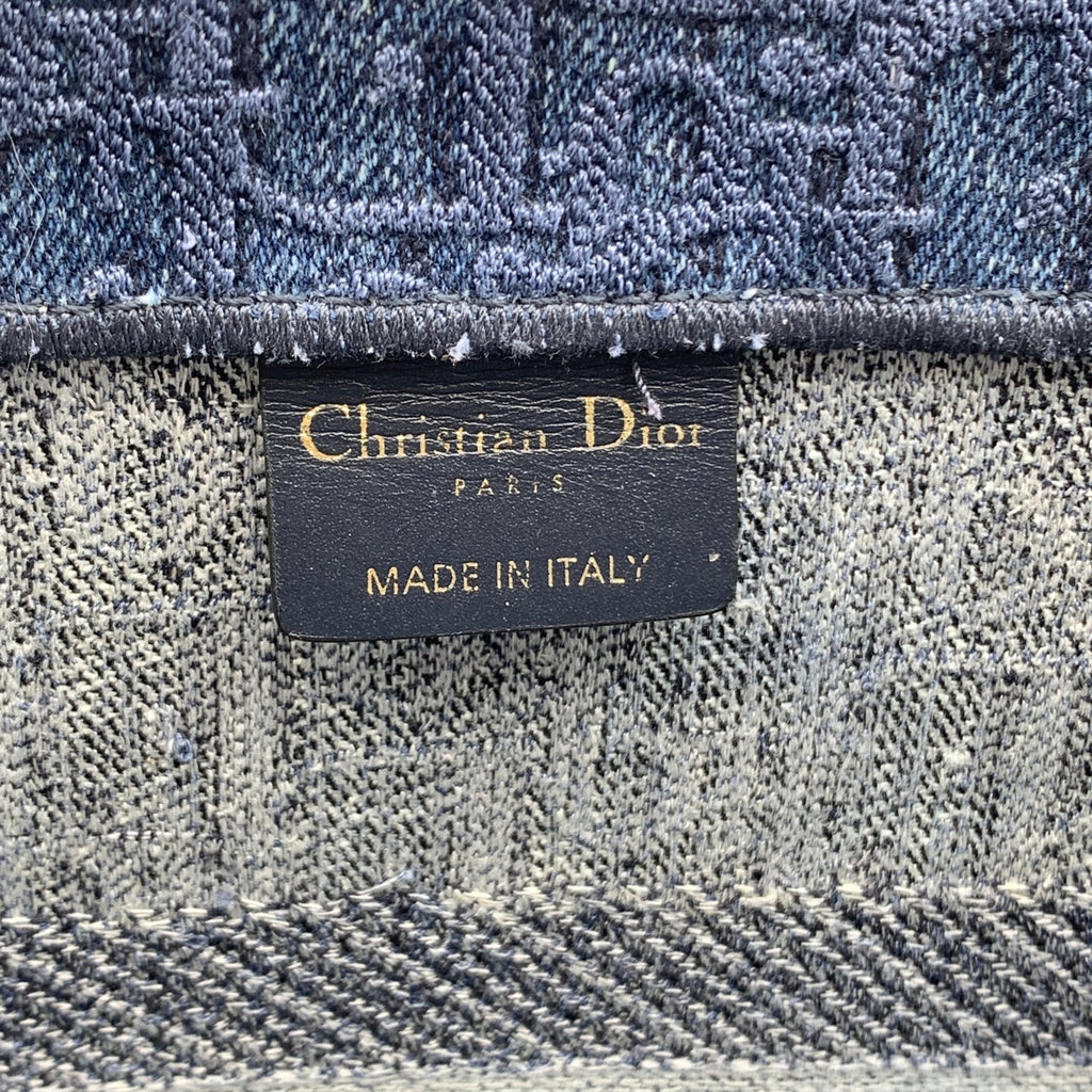 CHRISTIAN DIOR Blue Denim Oblique Medium Book Tote Bag Handbag