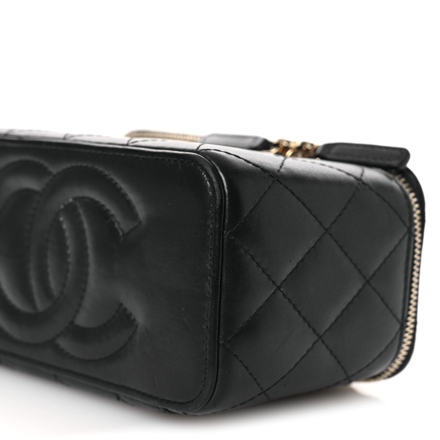 Chanel Lambskin Quilted Small Pillow Crush Vanity Case With Chain Black