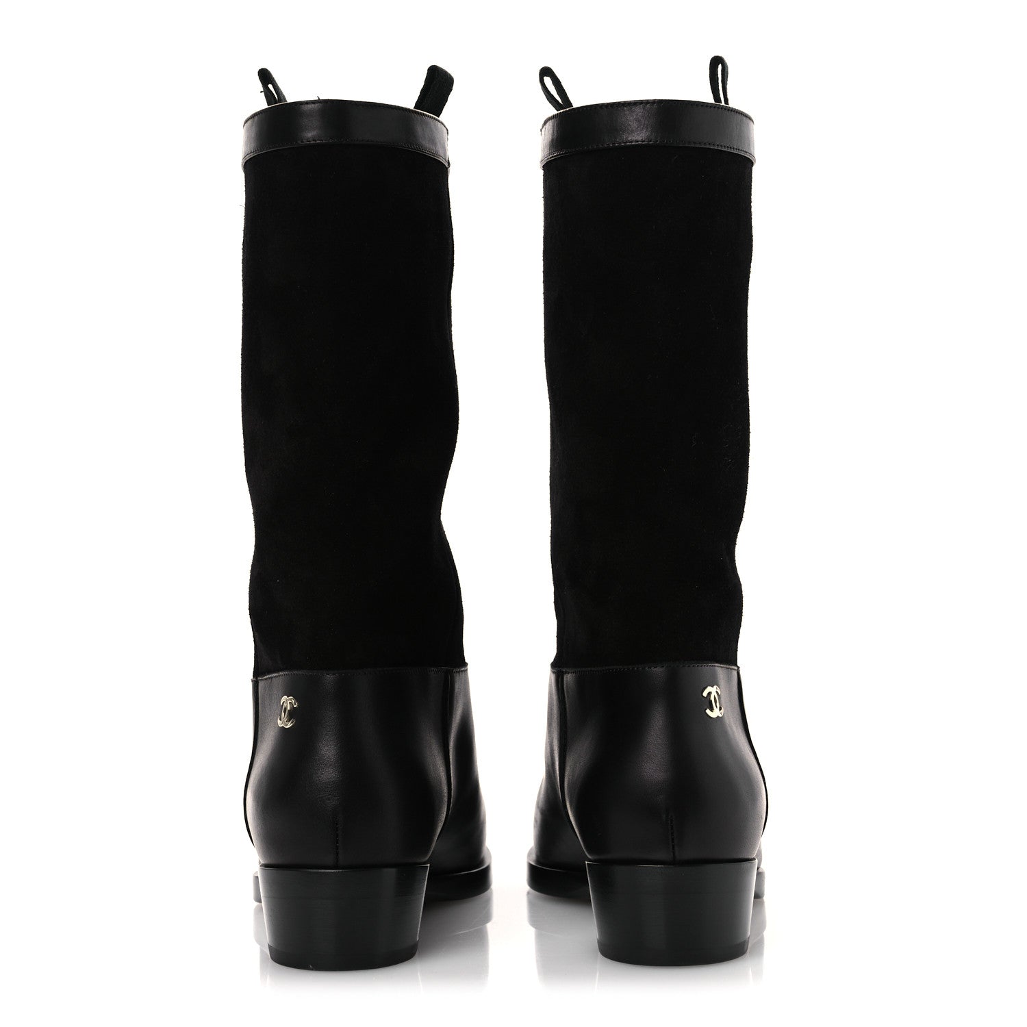 Chanel Suede Calfskin CC Short Boots 37 Black