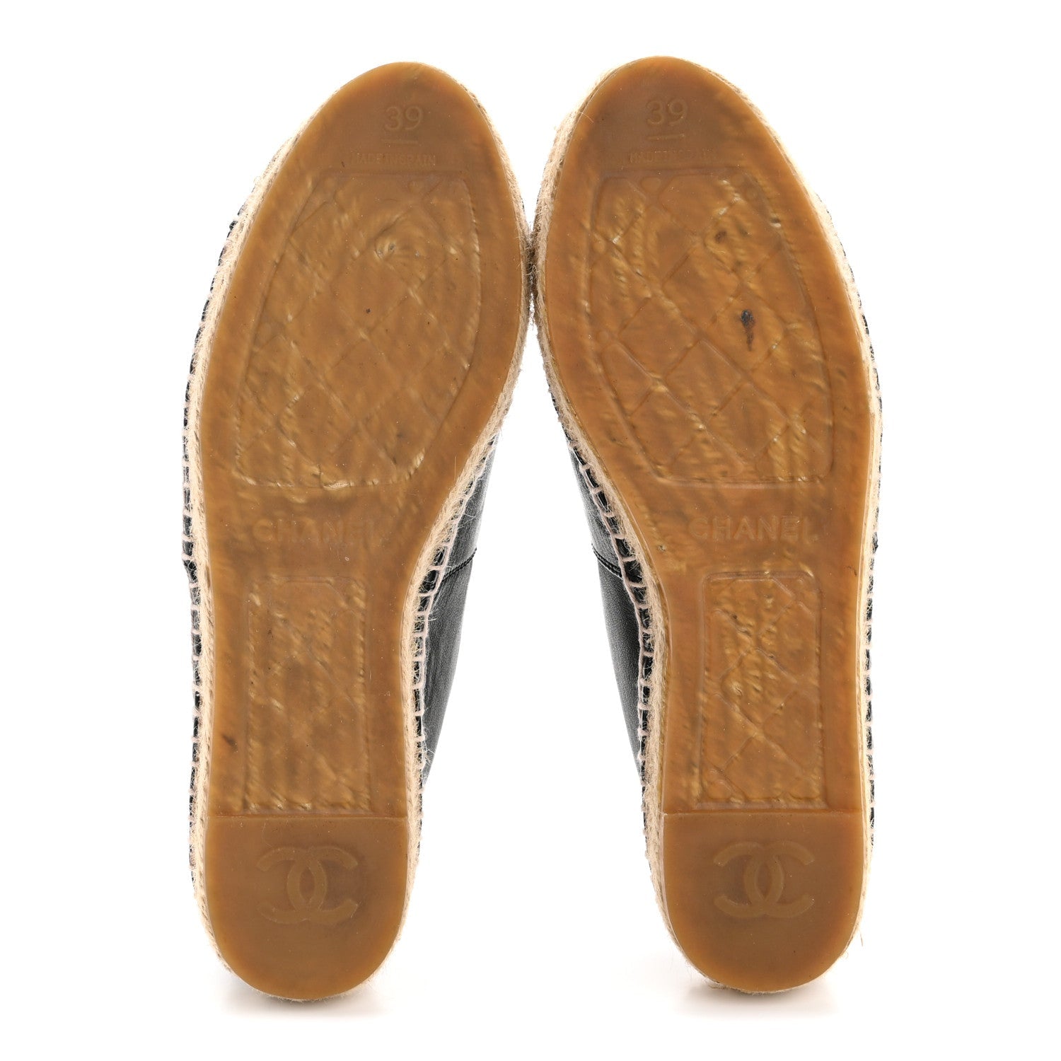 Lambskin Camellia CC Stud Espadrilles 39 Black