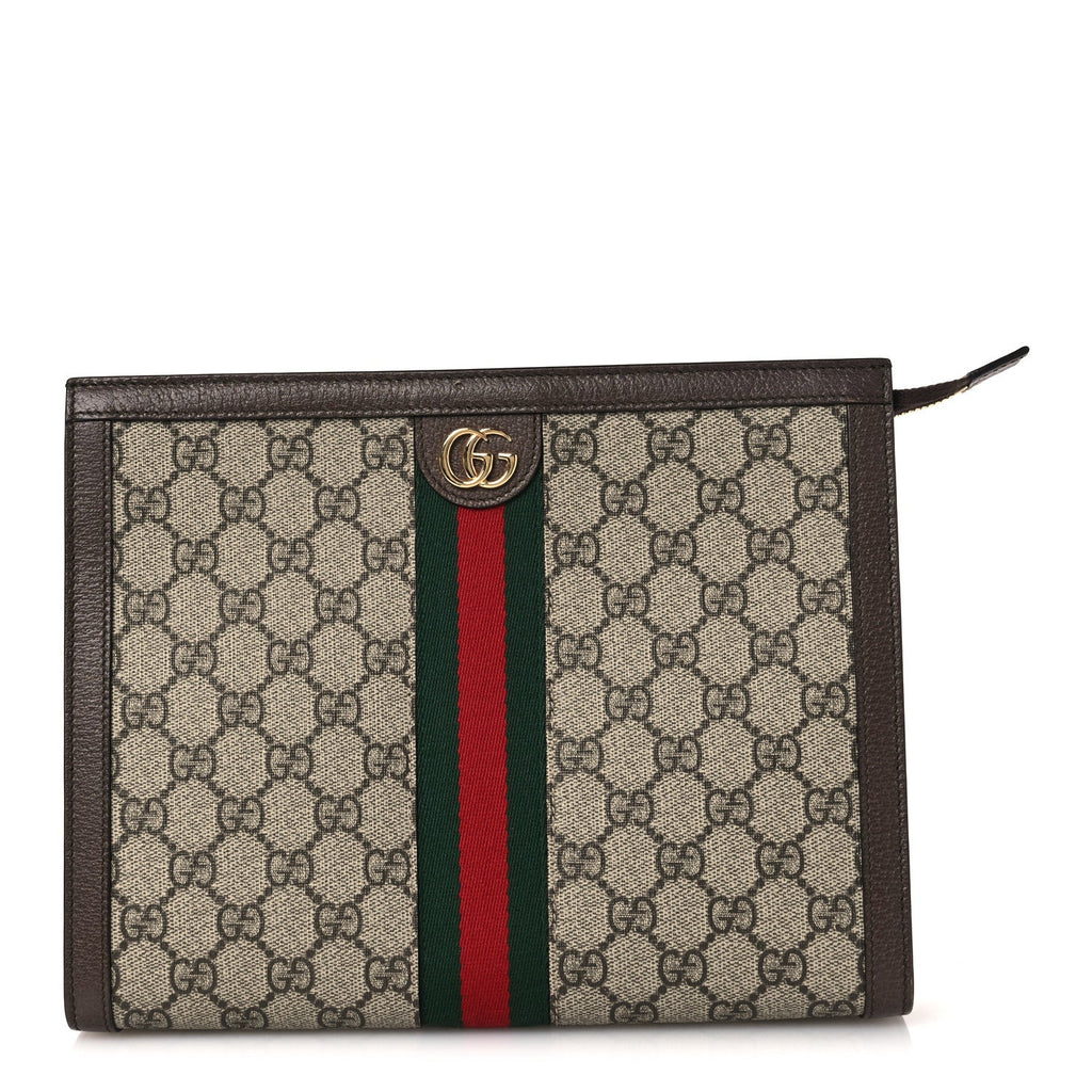 Gucci GG Supreme Monogram Web Ophidia Pouch Brown