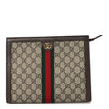Gucci GG Supreme Monogram Web Ophidia Pouch Brown