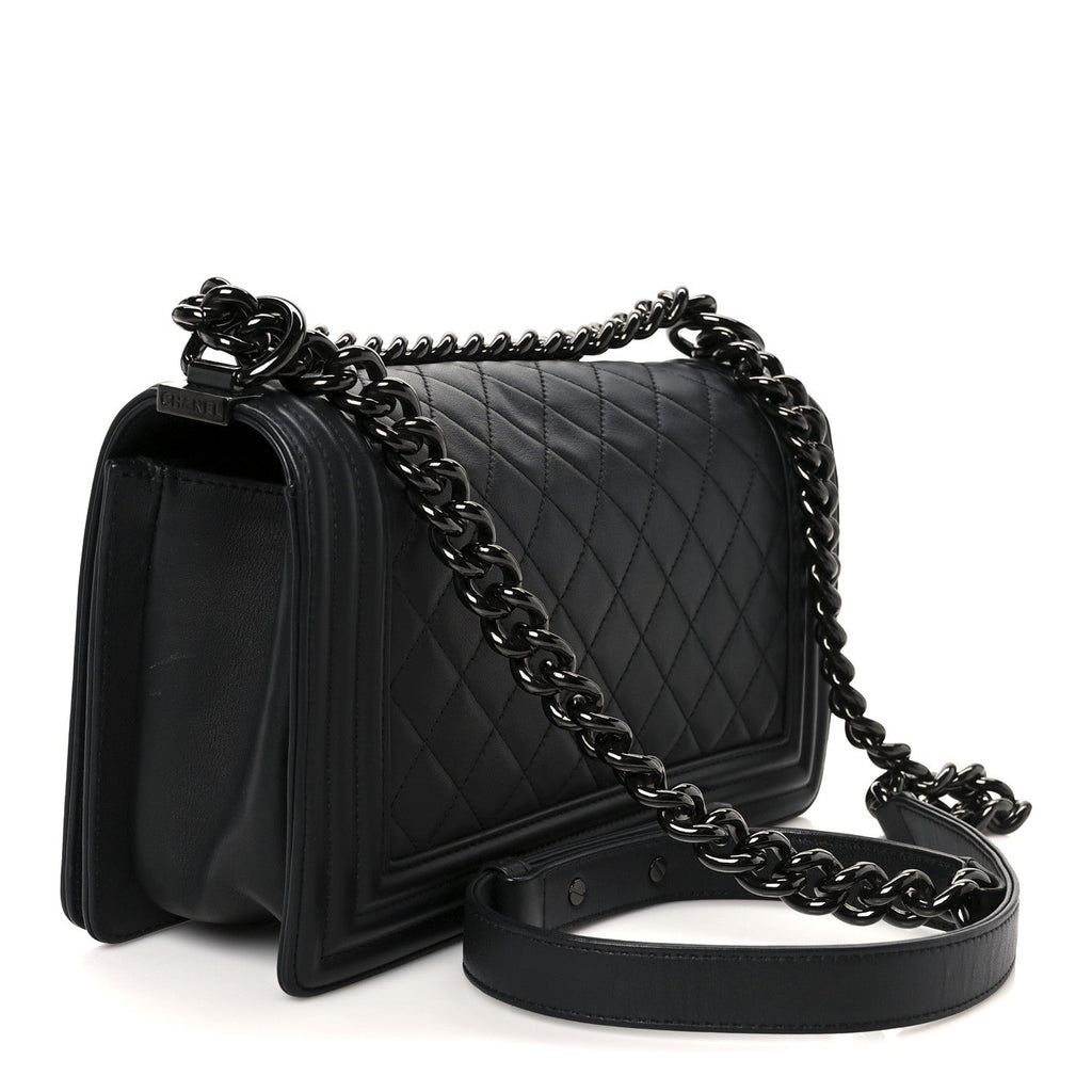 Chanel Calfskin Quilted Medium Boy Flap So Black