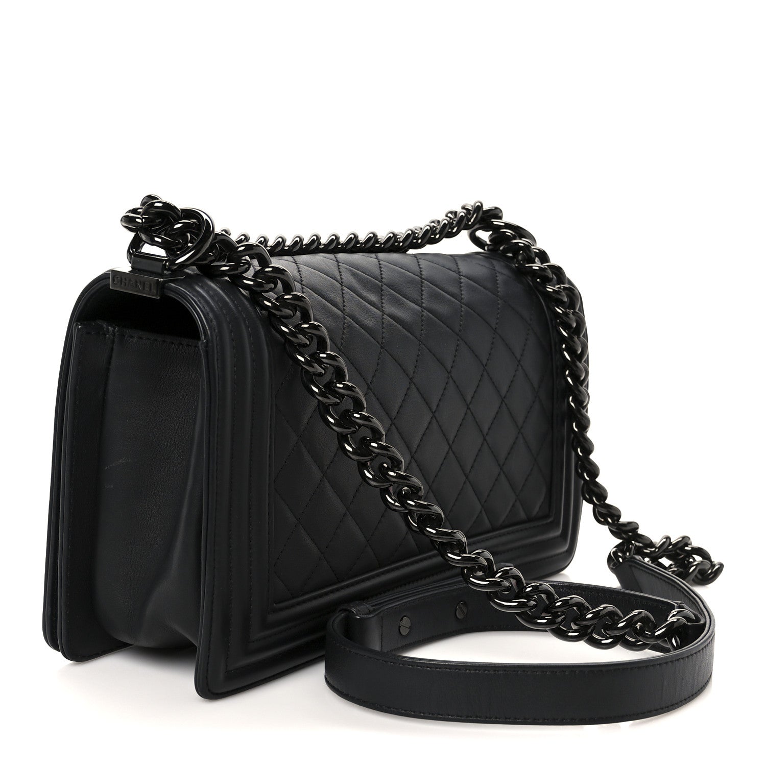 Chanel Calfskin Quilted Medium Boy Flap So Black