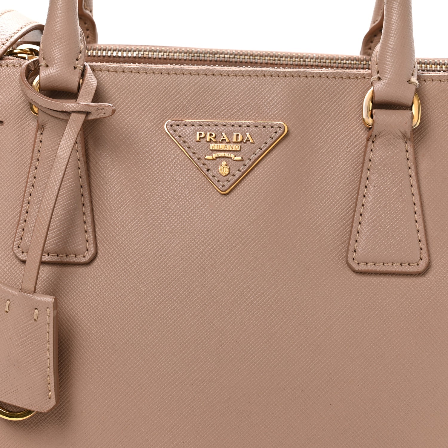 Prada Saffiano Small Galleria Double Zip Tote Cammeo