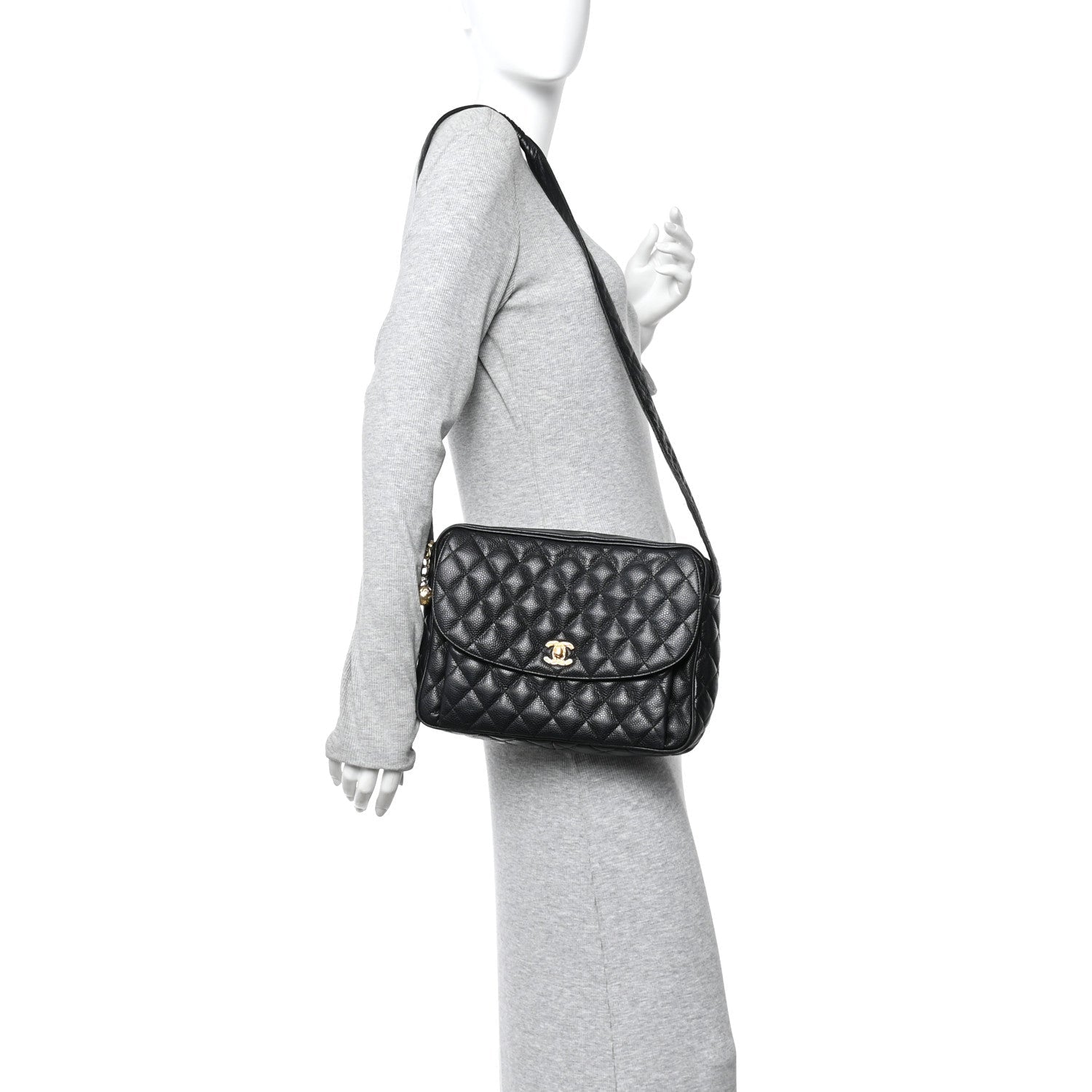 Chanel Caviar Quilted Flap Shoulder Bag Black