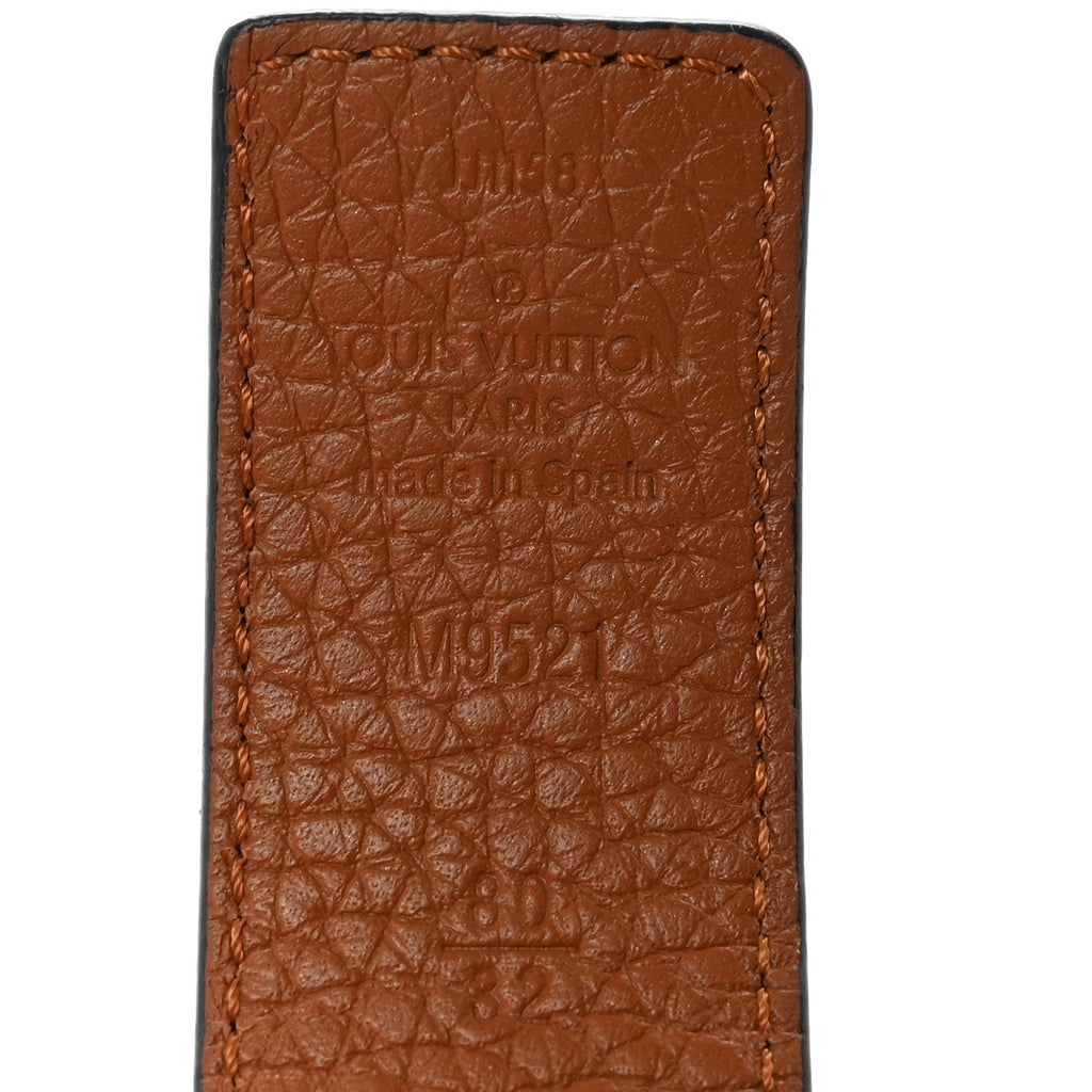 Louis Vuitton Taurillon Calfskin 30mm LV Initiales Reversible 80 32 Belt Black