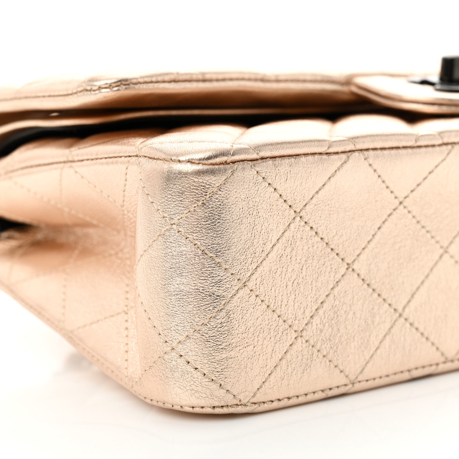 Chanel Metallic Lambskin Quilted Medium Double Flap Gold Black