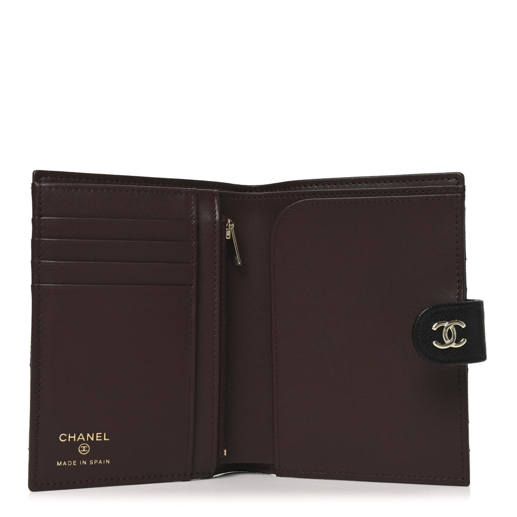 Caviar Quilted Passport Holder Black