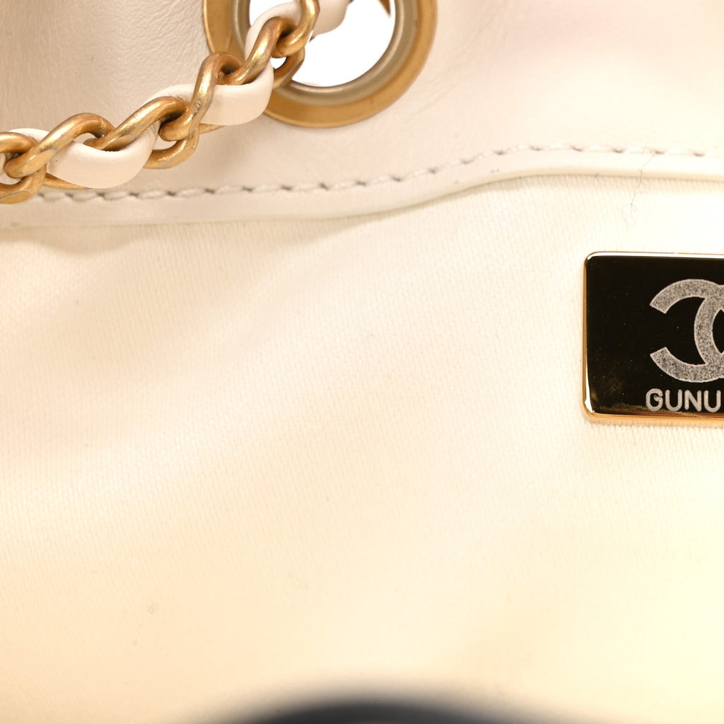 Chanel Braided Raffia Calfskin Quilted Small Chanel 25 Handbag White Black
