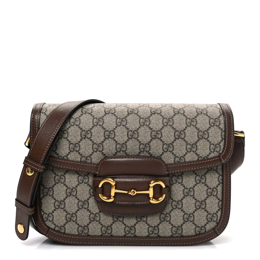 Gucci GG Supreme Monogram Horsebit 1955 Shoulder Bag Beige Brown Sugar