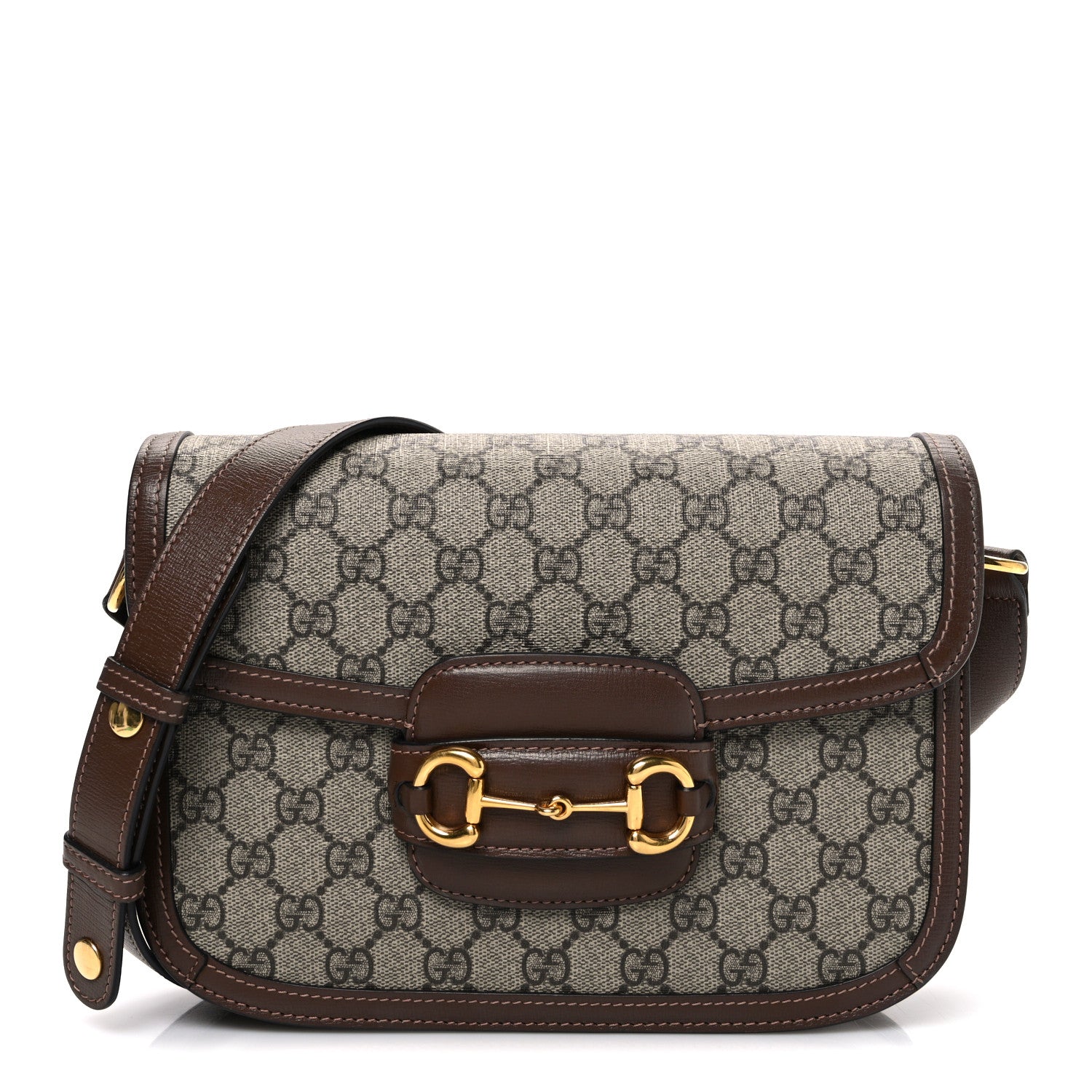 Gucci GG Supreme Monogram Horsebit 1955 Shoulder Bag Beige Brown Sugar