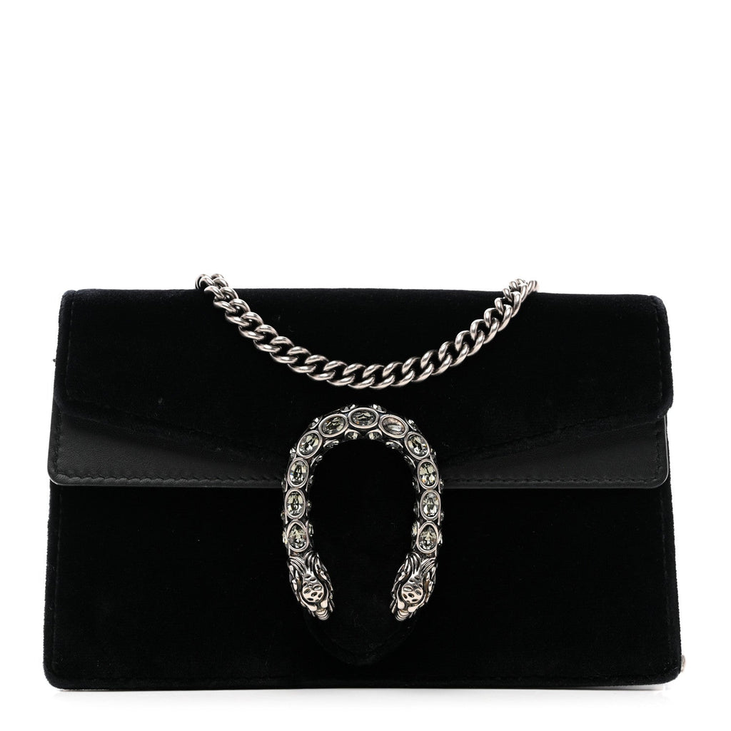 Gucci Suede Super Mini Dionysus Shoulder Bag Black