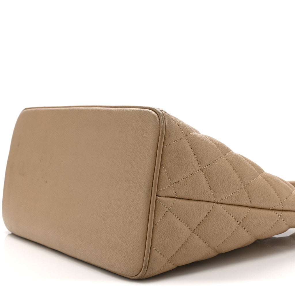 Chanel Caviar Quilted Medallion Tote Beige