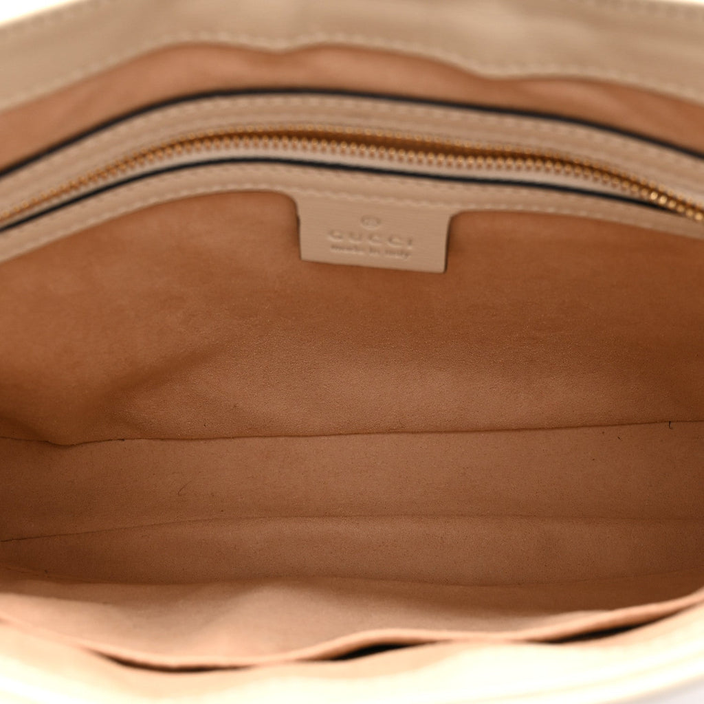 Gucci GG Supreme Monogram Azalea Calfskin Web Small Jackie 1961 Hobo Beige Ebony Mystic White