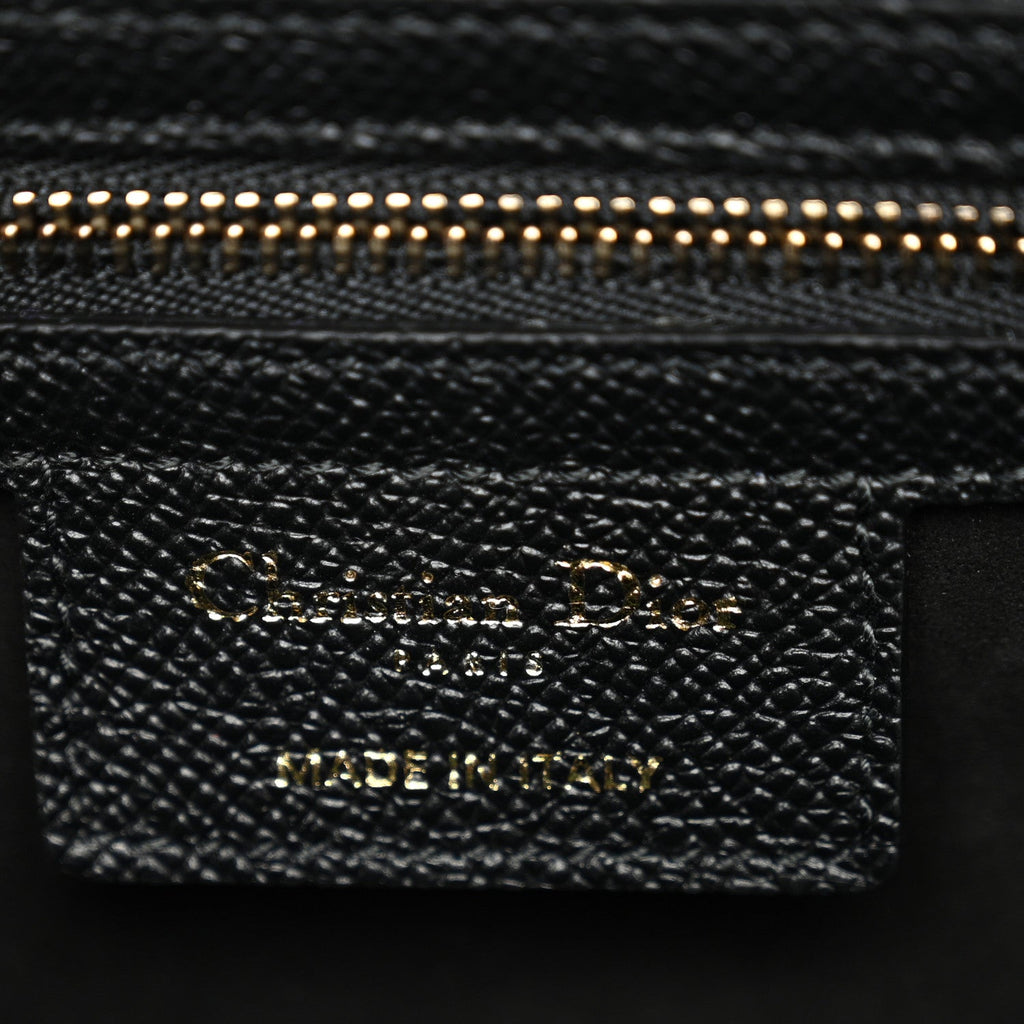 Christian Dior Grained Calfskin Saddle Bag With Strap Black
