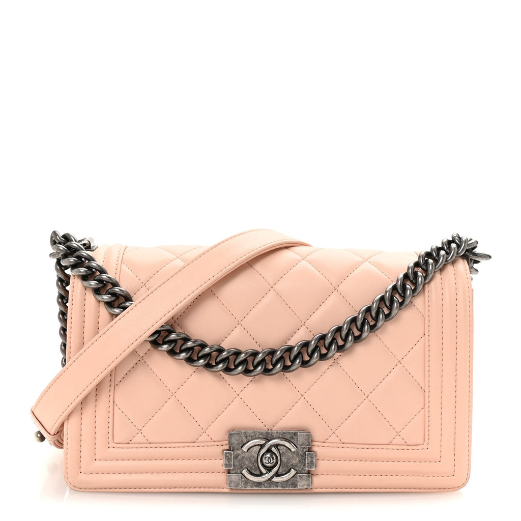Chanel Lambskin Quilted Medium Boy Flap Light Pink