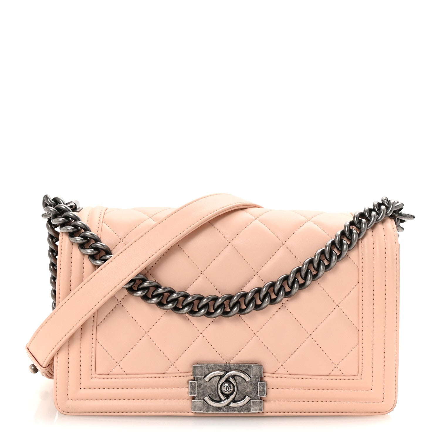 Chanel Lambskin Quilted Medium Boy Flap Light Pink