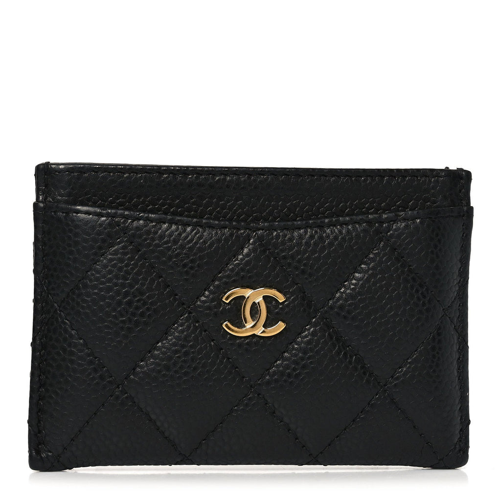 Caviar Quilted Card Holder Black