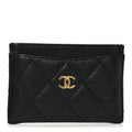 Caviar Quilted Card Holder Black