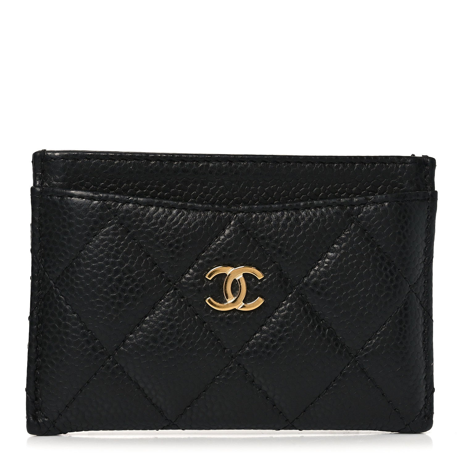 Caviar Quilted Card Holder Black